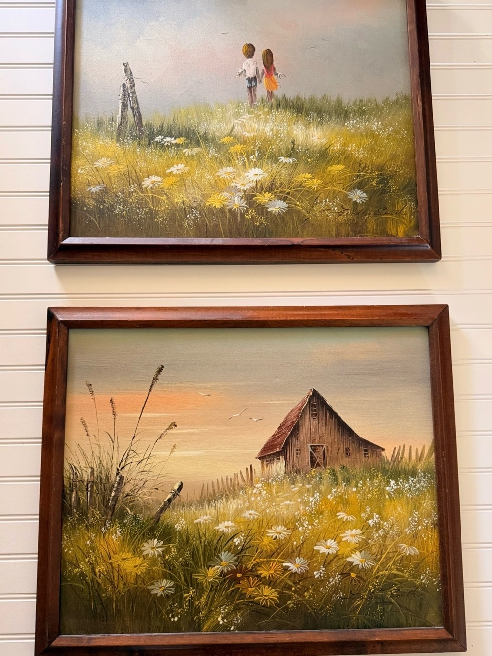 Framed Meadow Landscape Wall Art - Yellow & Green